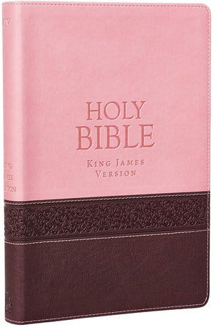 Personalized Custom Text Your Name KJV Large Print Edition Two-Tone Pink/Brown King James Version