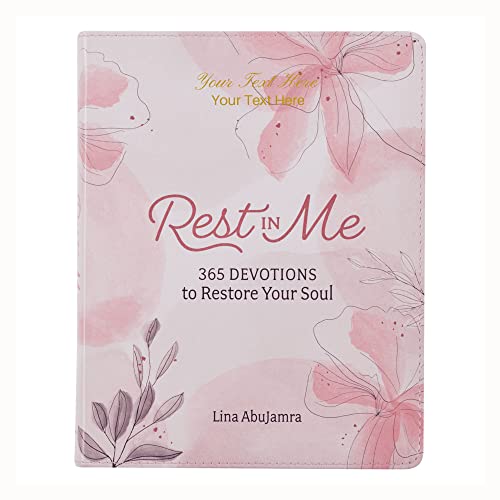 Personalized Custom Text Your Name Rest in Me Devotional Pink Faux Leather