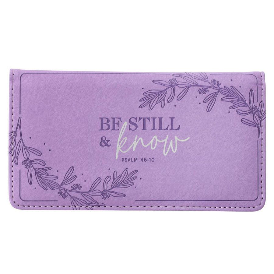 Be Still & Know Psalm 46:10 Purple Faux Leather Checkbook Wallet
