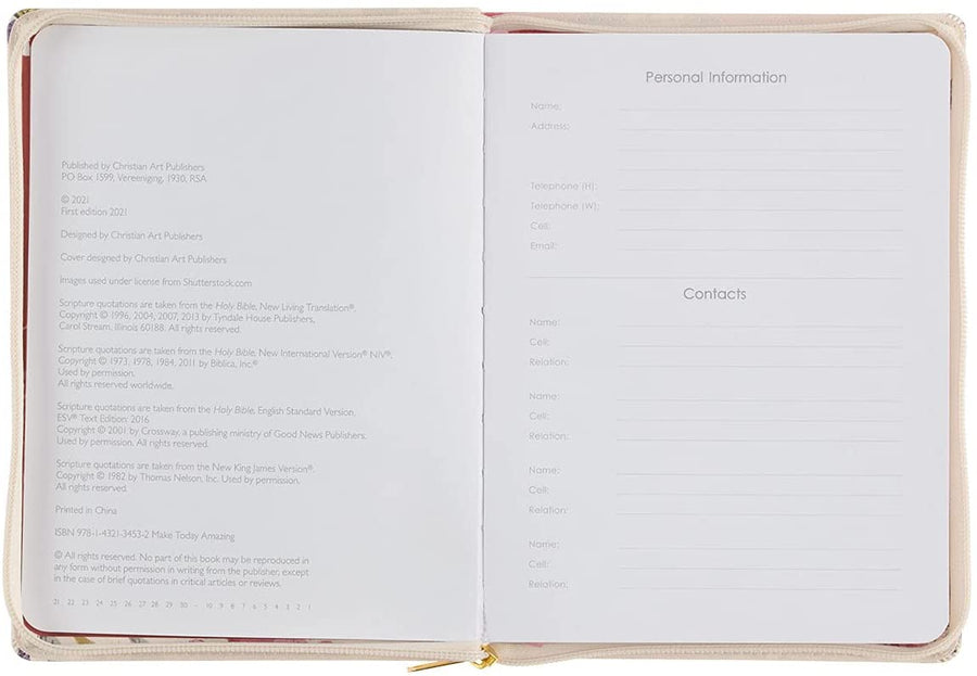 Personalized 2022 Make Today Amazing Large Floral Faux Leather 18-month Planner For Women Psalm 118:24