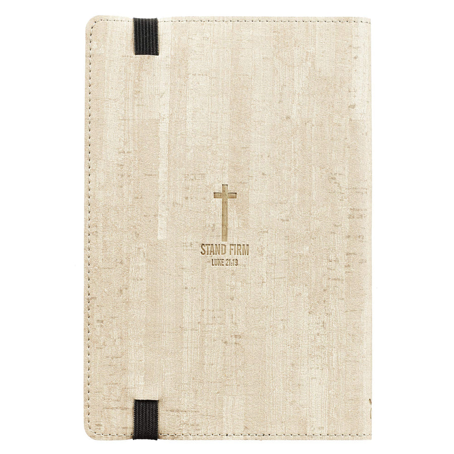 Tan Faux Leather Bullet Journal | Stand Firm - Luke 21:19