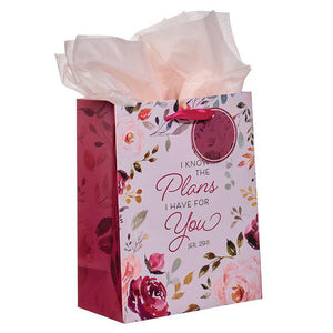 Jeremiah 29:11 I Know The Plans Pink Floral Gift Bag