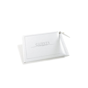 All Occasion Guest Book With Pen (white bonded leather)