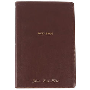 Personalized NKJV Reference Bible Center-Column Giant Print Red Letter Leathersoft Mahogany