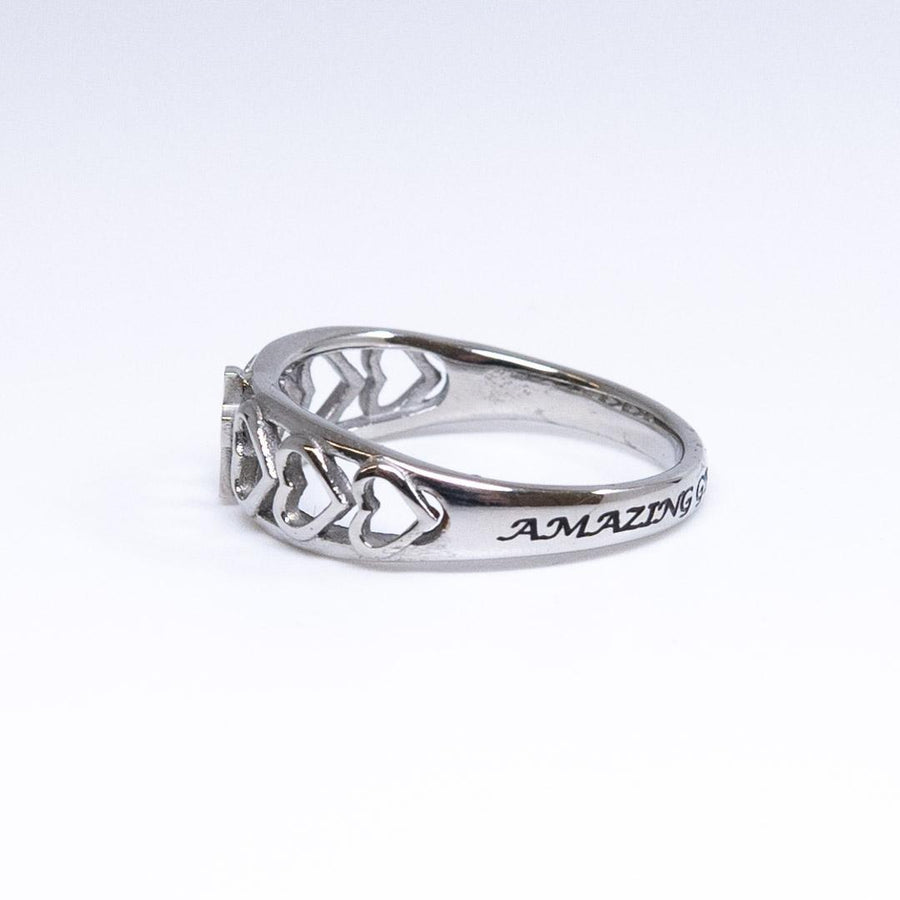 Amazing Grace Ephesians 2:8,9 - Woman's Heart Cross Ring