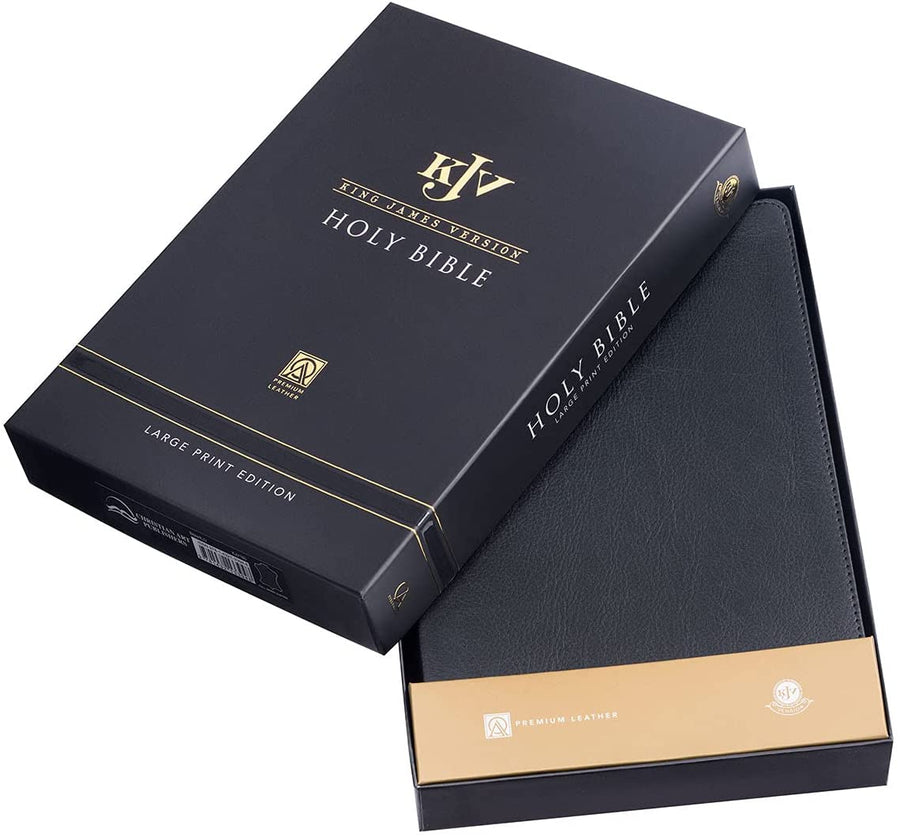 Personalized KJV Black Full Grain Leather Large Print Thinline Thumb Index