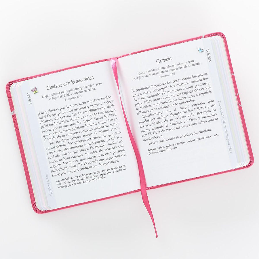 Devocionales de un minuto para niñas en símil cuero (faux leather) - Carolyn Larsen