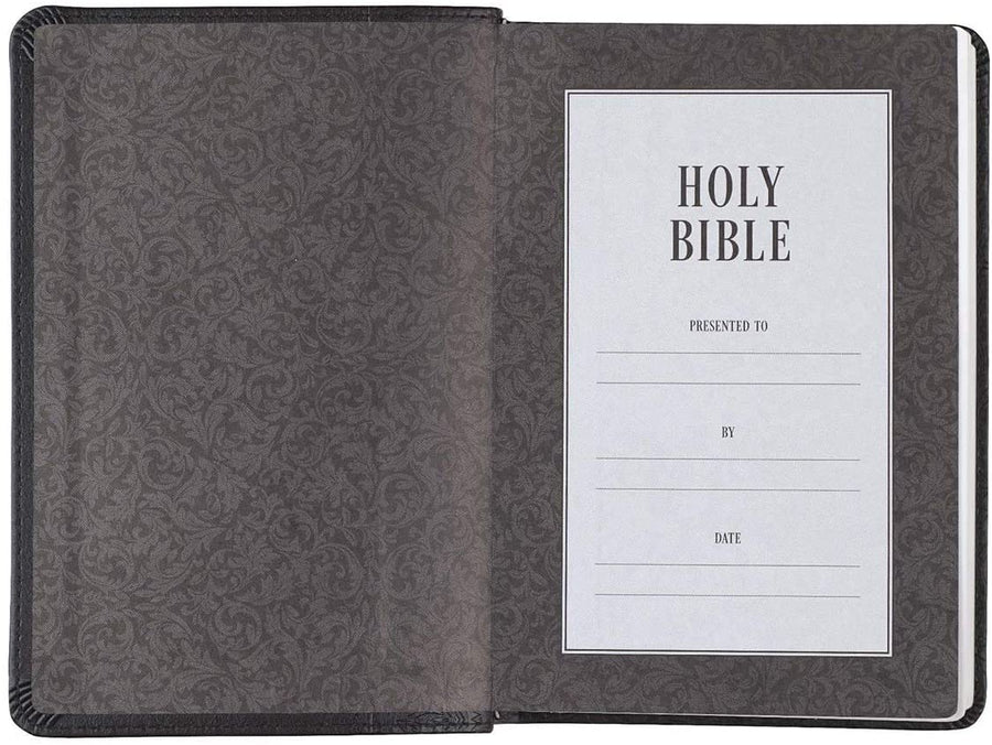 Personalized KJV Holy Bible SMALL COMPACT Black Faux Leather w/Ribbon Marker