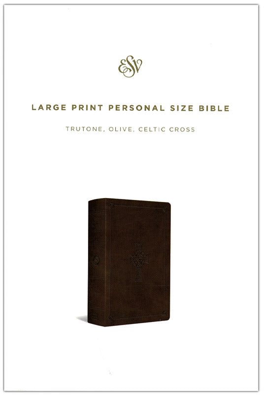 Personalized ESV Large Print Personal Size Bible TruTone Olive Celtic Cross Design