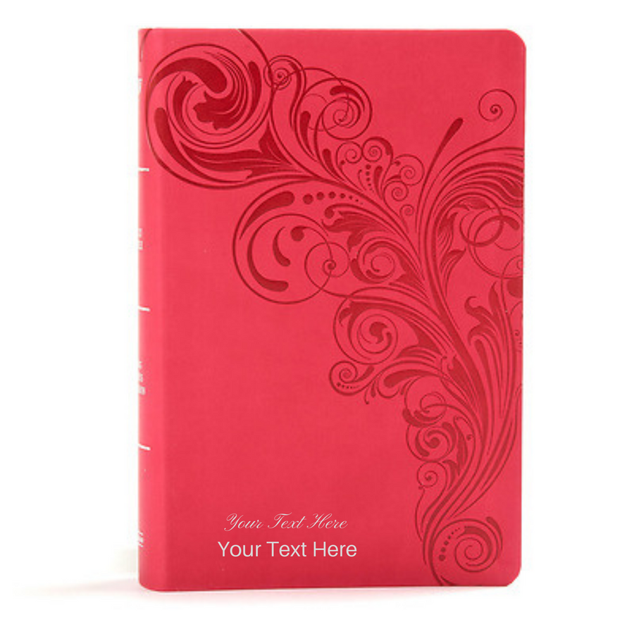 Personalized KJV Large Print Personal Size Reference Bible Pink Leathertouch Red Letter