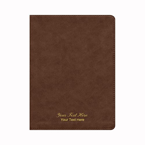 Personalized Custom Text Your Name KJV Single-Column Wide-Margin Bible Brown LeatherTouch