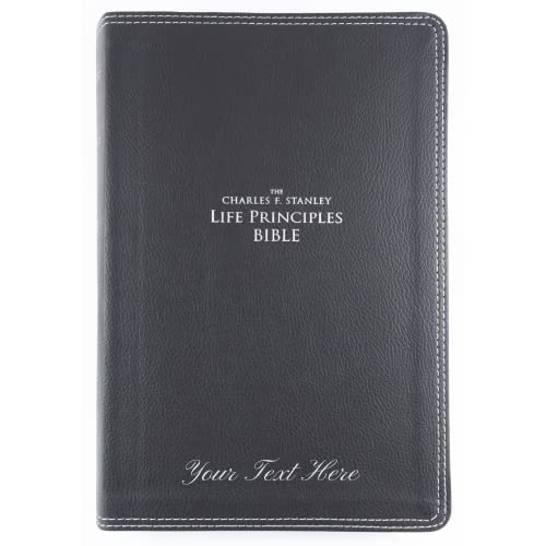 Personalized NIV The Charles F. Stanley Life Principles Bible Leathersoft Black Thumb Indexed