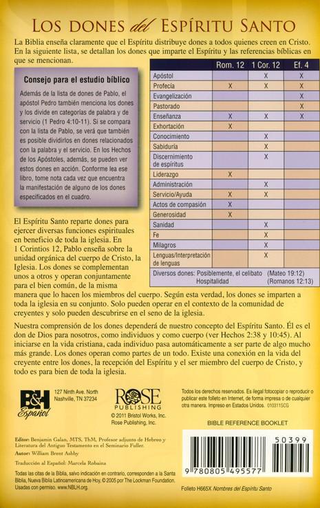 Nombres del Espíritu Santo, Pamfleto (Names of the Holy Spirit Pamphlet)