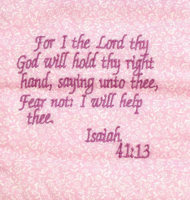 Embroidered Scripture Baby Quilt