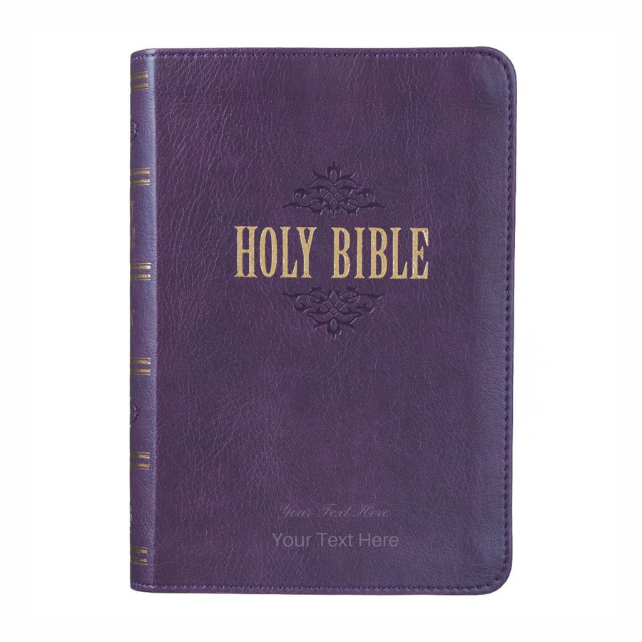 Personalized Custom Text Your Name KJV Holy Bible COMPACT LuxLeather Purple King James Version