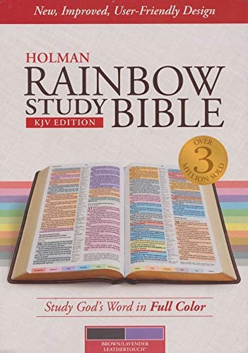 Personalized KJV Holman Rainbow Study Bible Brown/Lavender LeatherTouch