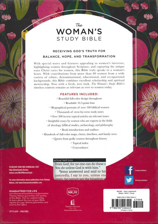 Personalized NKJV Woman's Study Bible Blue Leathersoft Red Letter Full-Color Edition