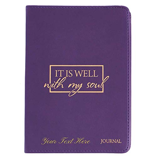 Personalized It Is Well With My Soul Handy-Sized LuxLeather Journal Purple