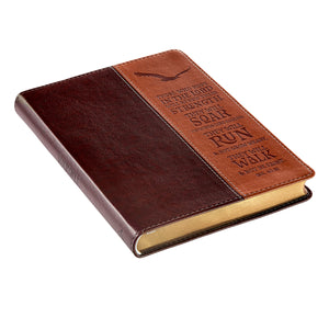 Personalized Journal Custom Text Soar On Wings Like Eagles Classic LuxLeather Journal Brown/Tan