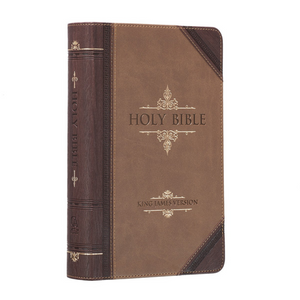 Personalized KJV Holy Bible Giant Print Dark Brown/Tan Faux Leather King James Version