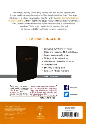 Personalized Bible with Custom Text KJV Giant Print Deluxe Reference Bible Leathersoft Black