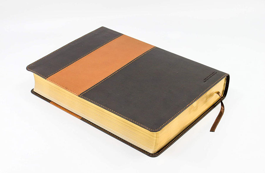 Personalized NLT Holy Bible Giant Print TuTone LeatherLike Brown/Tan