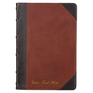 Personalized KJV Holy Bible Thinline Large Print Brown and Caramel Premium Full Grain Leather