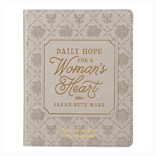 Personalized Custom Text Your Name Daily Hope for a Women's Heart Devotional Taupe Faux Leather