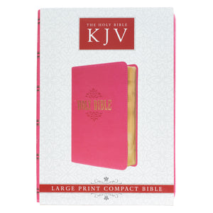 Personalized KJV Bible COMPACT LuxLeather Pink