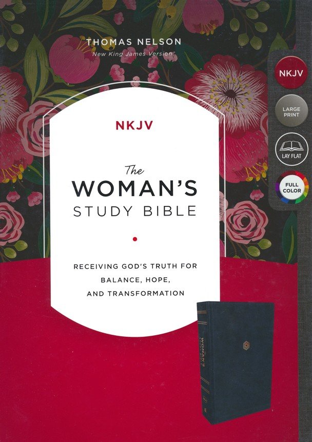 Personalized NKJV Woman's Study Bible Blue Leathersoft Red Letter Full-Color Edition