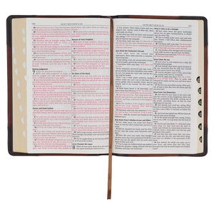 Personalized KJV Holy Bible Thinline Large Print Brown and Caramel Premium Full Grain Leather