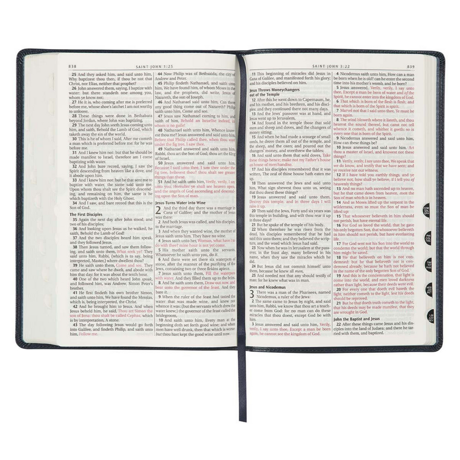 Personalized KJV Holy Bible Thinline Large Print Navy Faux Leather w/Thumb Index King James Version