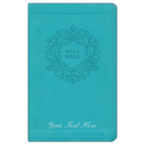 Personalized Custom Text Your Name NKJV Thinline Bible COMPACT Red Letter Edition Comfort Print Leathersoft Turquoise New King James Version