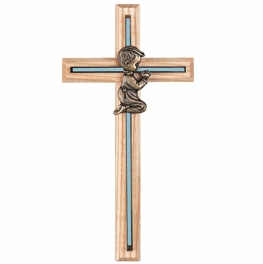 Blue Boy Oak Wall Cross