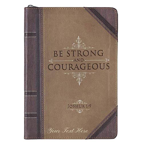 Personalized Strong and Courageous Antiqued Zippered Classic LuxLeather Journal