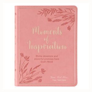 Personalized Custom Text Your Name Moments of Inspiration Devotional Pink Faux Leather