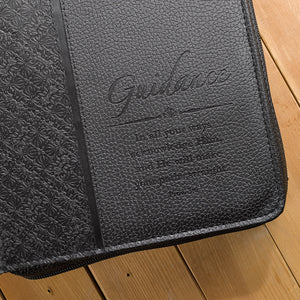 Guidance Faux Leather Black Personalized Bible Cover for Men