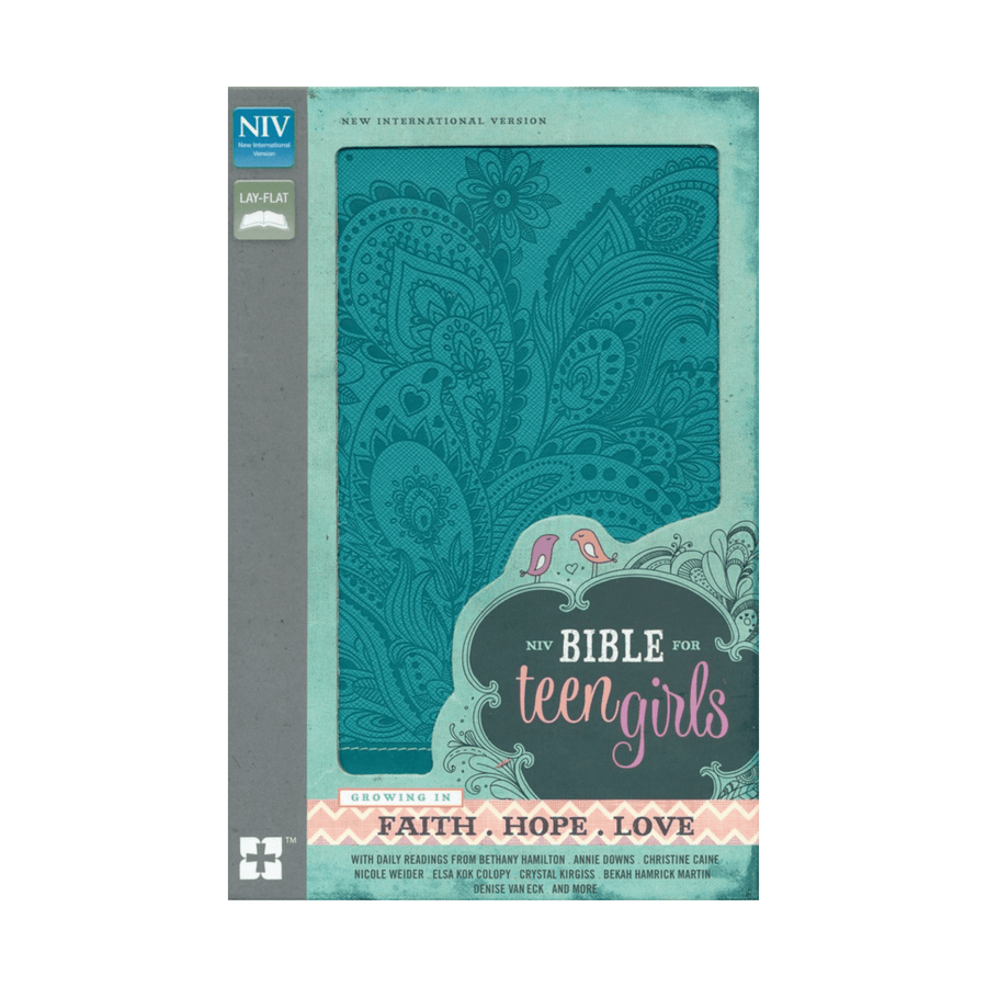 Personalized Custom Text Your Name NIV Bible for Teen Girls Italian Duo-Tone Caribbean Blue