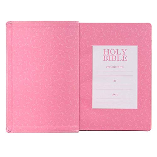 Personalized KJV Holy Bible Giant Print Full-Size Bible Pink Faux Leather Bible w/ Ribbon Marker