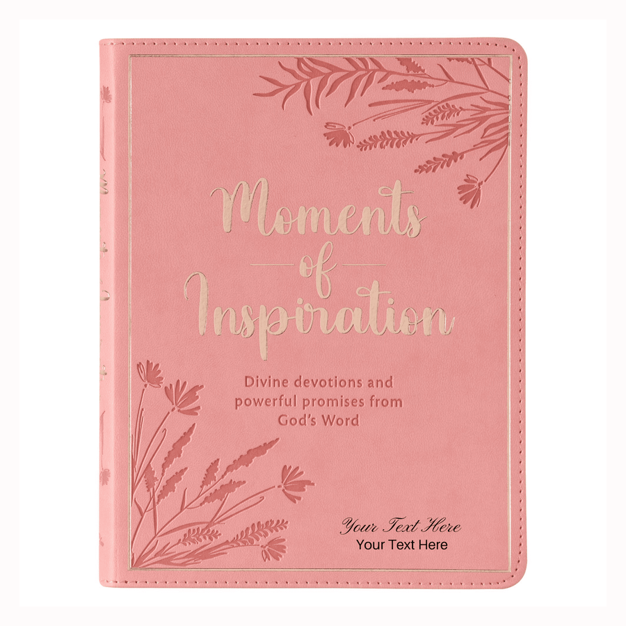 Personalized Custom Text Your Name Moments of Inspiration Devotional Pink Faux Leather