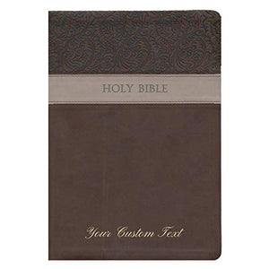 Personalized Custom Text Your Name KJV Large Print Wide Margin Bible Flexisoft Brown/Tan