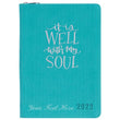 Load image into Gallery viewer, Personalized 2022 It Is Well With My Soul Teal Faux Leather Planner
