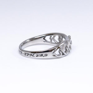 Amazing Grace Ephesians 2:8,9 - Woman's Heart Cross Ring