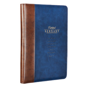 Personalized Portfolio Faithful Servant Legal Size Zippered Portfolio 2 Chronicles 15:7 Blue/Brown