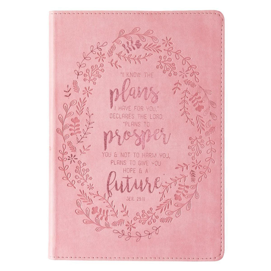 I Know the Plans Jeremiah 29:11 Pink Slimline Faux Leather Journal