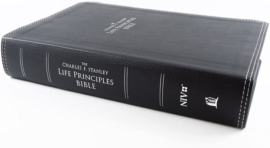 Personalized NIV The Charles F. Stanley Life Principles Bible Leathersoft Black Thumb Indexed