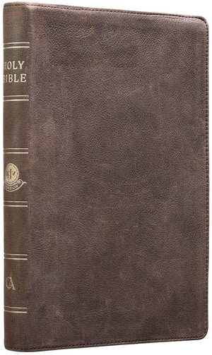 Personalized KJV Holy Bible Thinline Large Print Brown Premium Leather w/Thumb Index