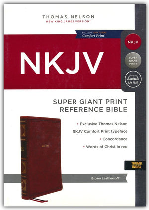 Personalized NKJV Reference Bible Super Giant Print Leathersoft Brown Thumb Indexed