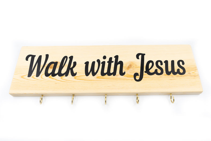 Walk With Jesus Key Holder Wood Decor