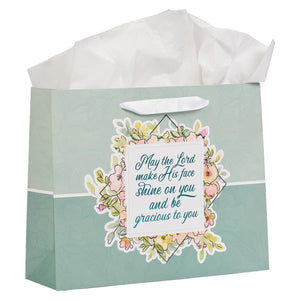 May His Face Shine Upon You Numbers 6:24 Teal Landscape Gift Bag